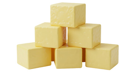 A mouthwatering pyramid of stacked butter cubes promising delicious home baked treats with on transparent background