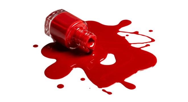 A vibrant spill of fiery red nail polish like an artist s passionate stroke from an overturned on transparent background