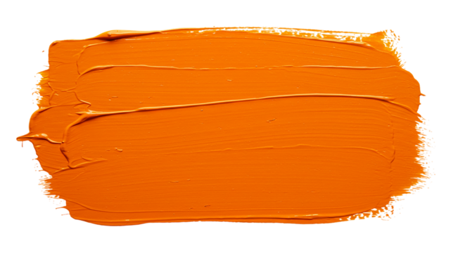 A vibrant stroke of tangerine paint symbolizing creative expression and bold artistic on transparent background