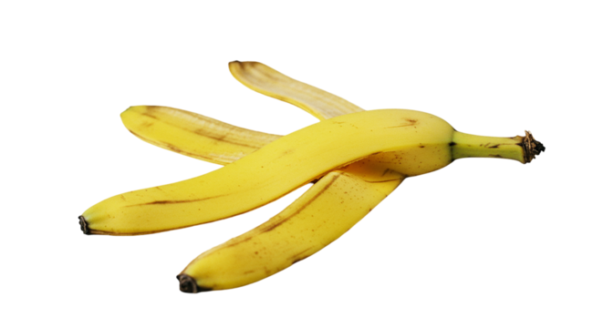 An unpeeled banana paused mid snack a moment of fleeting ripeness before decay shown with a on transparent background