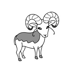 Stylized Mouflon Illustration with Curled Horns