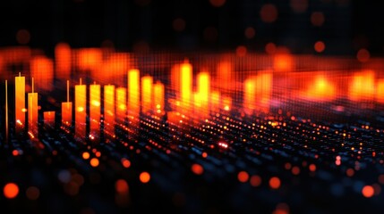 Fototapeta premium A closeup of candlestick charts with indicators for stock analysis, Technical, Visual and informative