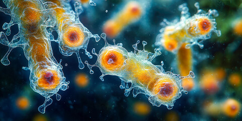 Microscopic view of protozoa in compost water highlighting diverse structures and activities