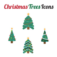 Christmas trees design icon set , Vector