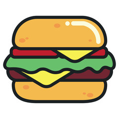 Burger with cheese slice. Vector