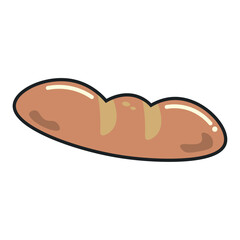 Long cartoon bread loaf. Vector