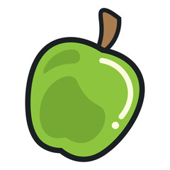 Green apple cartoon icon. Vector