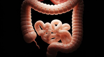 Detailed view of human large intestine and digestive system anatomy illustration