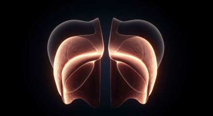 Detailed Anatomical Illustration of Human Lungs with Focus on Respiratory System