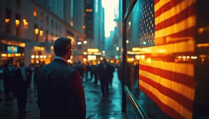 Fototapeta premium A shot of traders following stock market closing bell ceremonies, Tradition, Reflective and formal