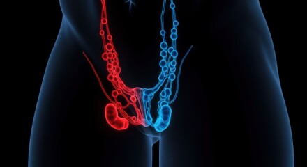 Digital Illustration of Male Reproductive System Highlighting Anatomy and Functionality