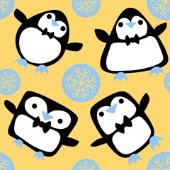 Christmas animals seamless penguin pattern for wrapping paper and fabrics