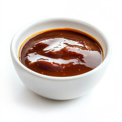 An image focusing on the viscosity or texture of a sauce, perhaps a velvety smooth pur&Atilde;&copy;e or a glossy glaze, highlighting the artistry of sauce-making and its role in enhancing the dish, isolated on