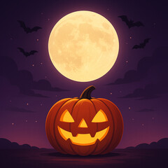 満月とカボチャのランタン