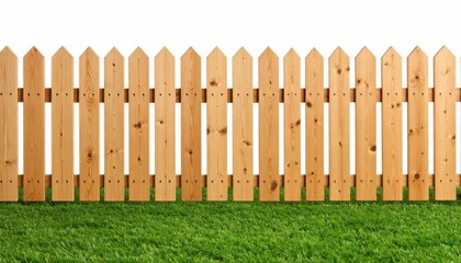 Fototapeta premium Wooden Garden Fence Isolated on White Background