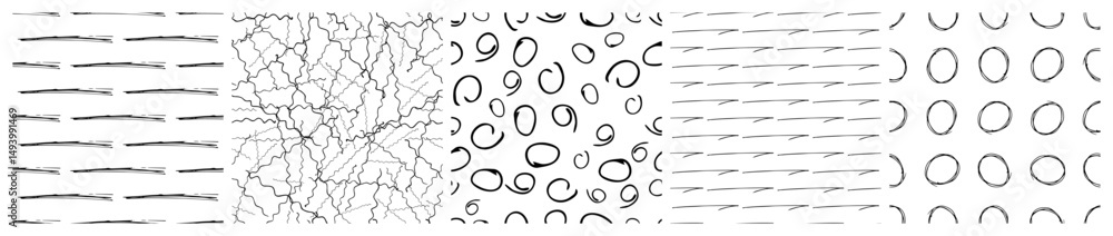 Aufkleber set of seamless patterns with scribble smears