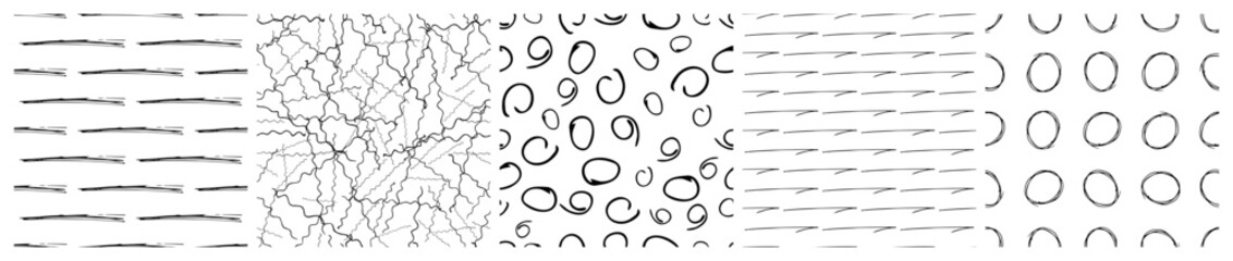 Set of seamless patterns with scribble smears
