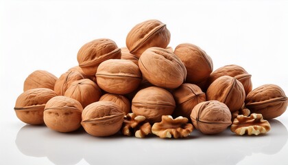 walnuts pile of walnuts dry walnuts walnuts white background image