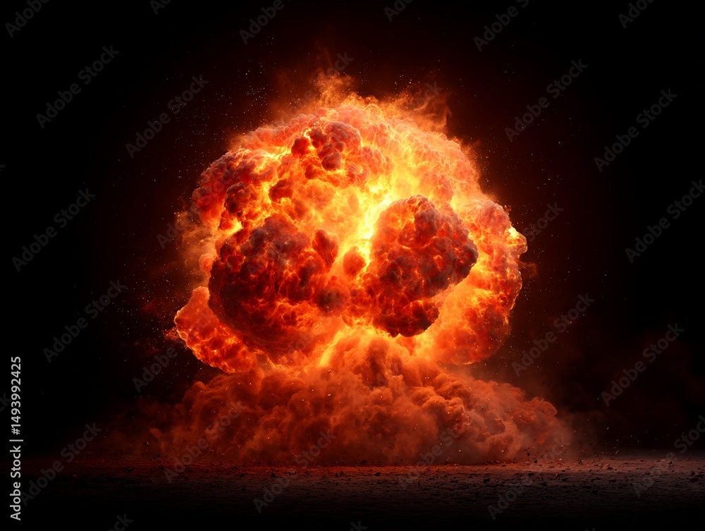 Poster digital rendering of a fiery explosion
