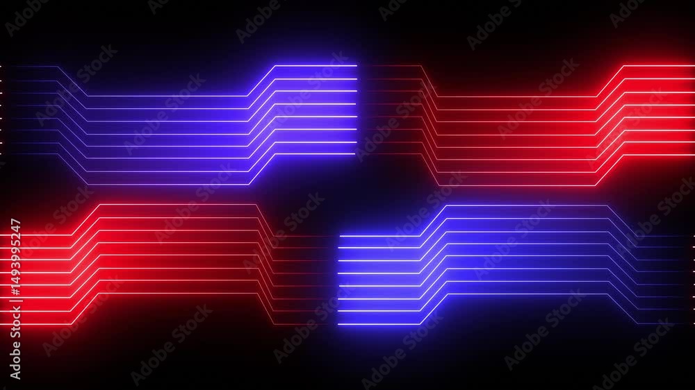 Poster neon glowing futuristic circuit line animation on black background. abstract blue technology backgro