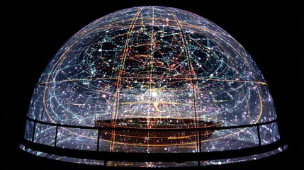 Celestial dome projection in a dark night sky.
