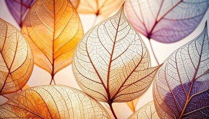 Fototapeta premium Translucent Leaves Veins of Autumnal Color