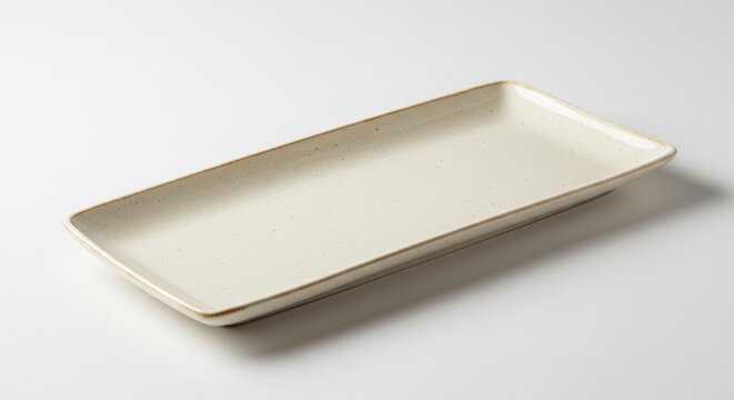 Elegant elongated ceramic plate for serving appetizers or sushi creations