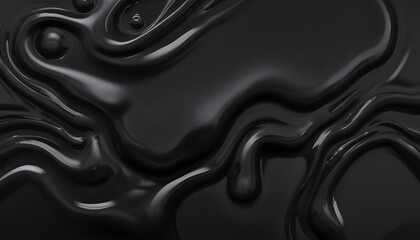 Close-up of black crude oil, a black viscous and sticky liquid fuel.