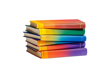 Vibrant stack of LGBTQ literature featuring pride bookmarks promoting equality and awareness isolated on white background PNG