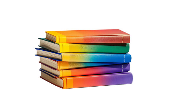 Vibrant stack of LGBTQ literature featuring pride bookmarks promoting equality and awareness isolated on white background PNG