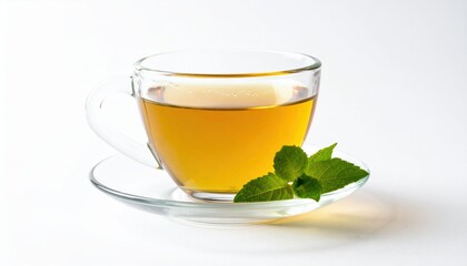 Glass Teacup With Mint Leaves