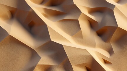 Obraz premium Sand textured surface in warm beige tones. Geometric pattern with dynamic design. Minimalist modern abstract background wallpaper. Realistic light and shadow effect.
