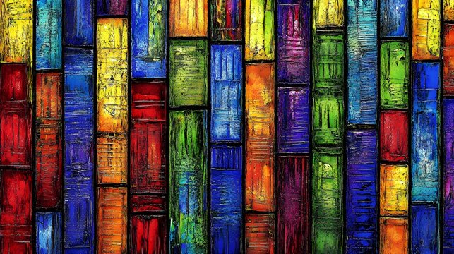 Vibrant Abstract Colorful Rectangle Blocks Painting