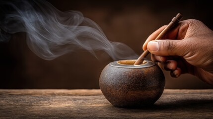 Ceramic Vessel Delight: A close-up image reveals a handmade, rustic ceramic vessel. Steam gently rises from within, carrying the aroma of tradition.