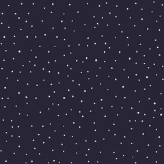 Seamless pattern polka dot chaotic. Vector dark blue background