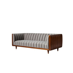 Mid-Century Modern Sofa with Channel-Tufting and Wood Frame