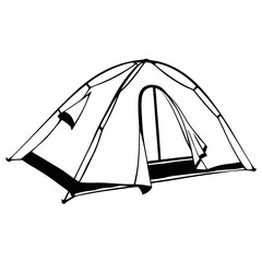 silhouette of a camping tent on a white background