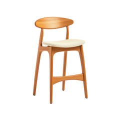 Modern Wooden Counter Stool with Beige Cushion - Mid-Century Design