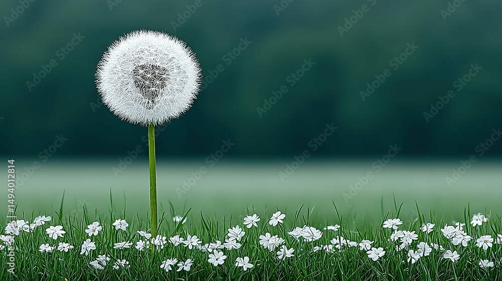 Aufkleber fluffy dandelion with abstract design in soft focus.