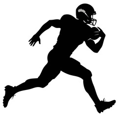 Football Player in White Uniform Runs With Ball During an Intense Game in Stadium Setting