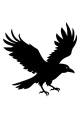Fototapeta premium Black Raven in Flight Against a Dark Moody Background Displaying Stunning Realism