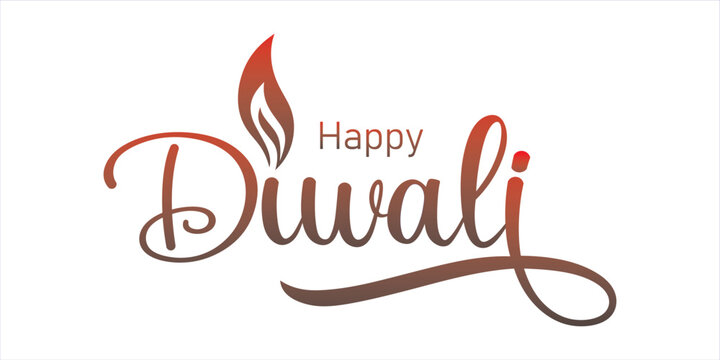 Happy Diwali text. Festival of lights. Greeting card or holiday banner. Vector illustration