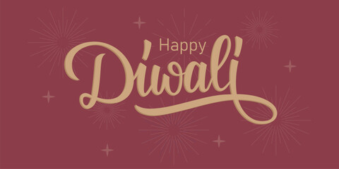 Happy Diwali text. Festival of lights. Greeting card or holiday banner. Vector illustration