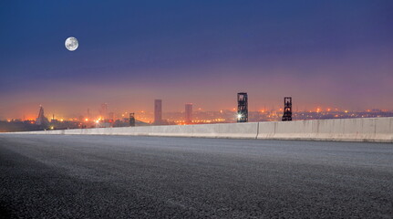 outdoor road skyline city building landscape sky night moon cityscape street travel