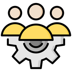 Naklejka premium Team management lineal color icon. Simple vector icon design in lineal color style. Editable vector format