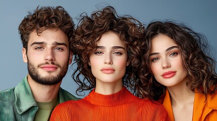 there are three people that are posing for a picture together