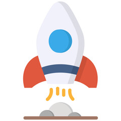 Rocket flat color icon. Simple vector icon design in flat color style. Editable vector format