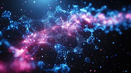 Obraz premium A digital representation of connected data structures with blue and pink hues