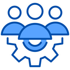 Team management blue color icon. Simple vector icon design in blue color style. Editable vector format
