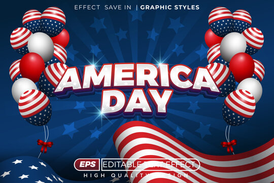 Editable 3d text effect america day